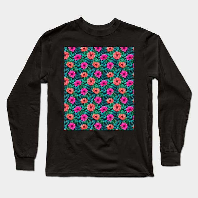 Flower pattern Long Sleeve T-Shirt by DewaJassin